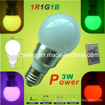 3W RGB Bulb Lamp with Remote Controller
